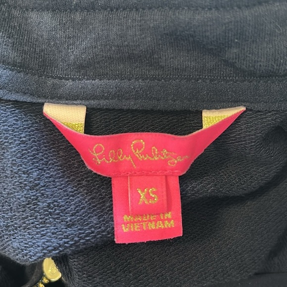 Lilly Pulitzer Skipper Popover Solid Navy Blue Pullover Half Zip Sz XS - Picture 6 of 10